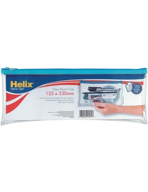 Helix Clear PVC Pencil Case Large - Blue